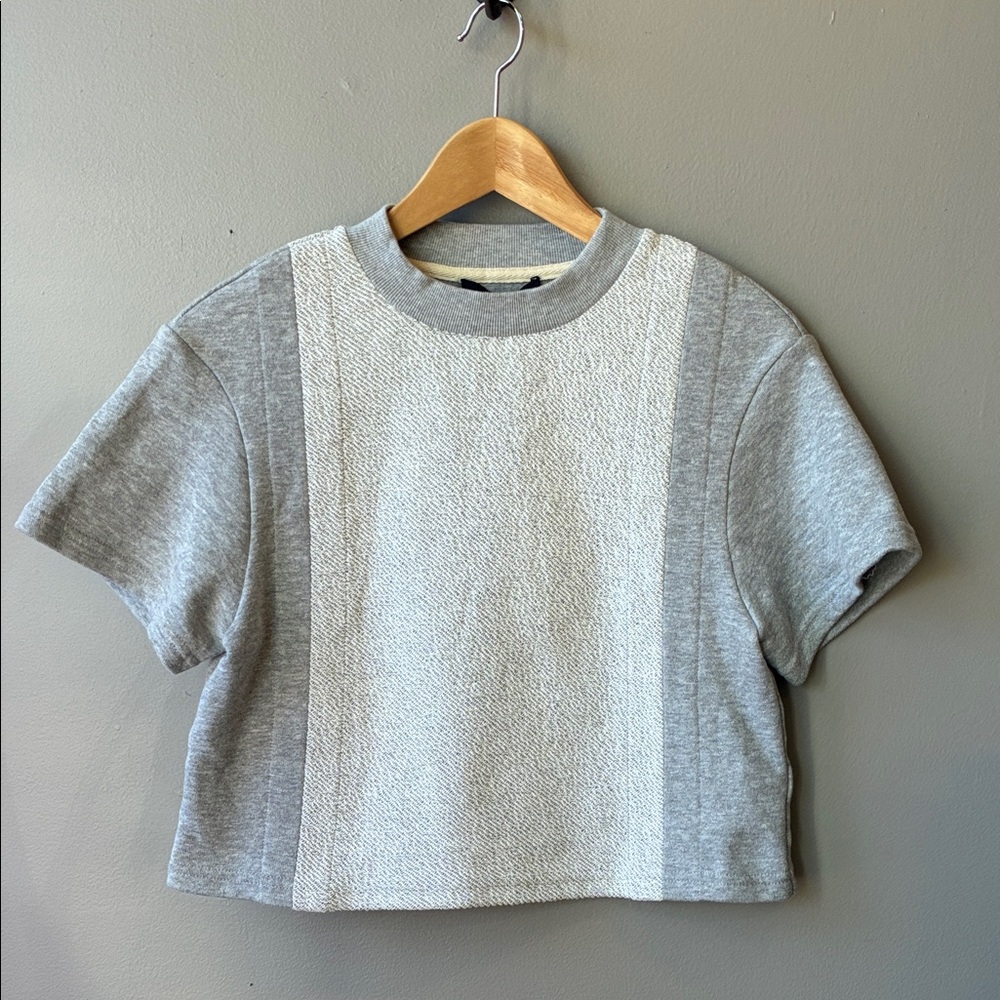 Twenty Montreal Gray and White Short Sleeve Crop Top, Small
